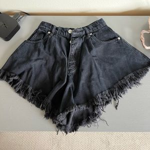 Free people Harley frayed black shorts